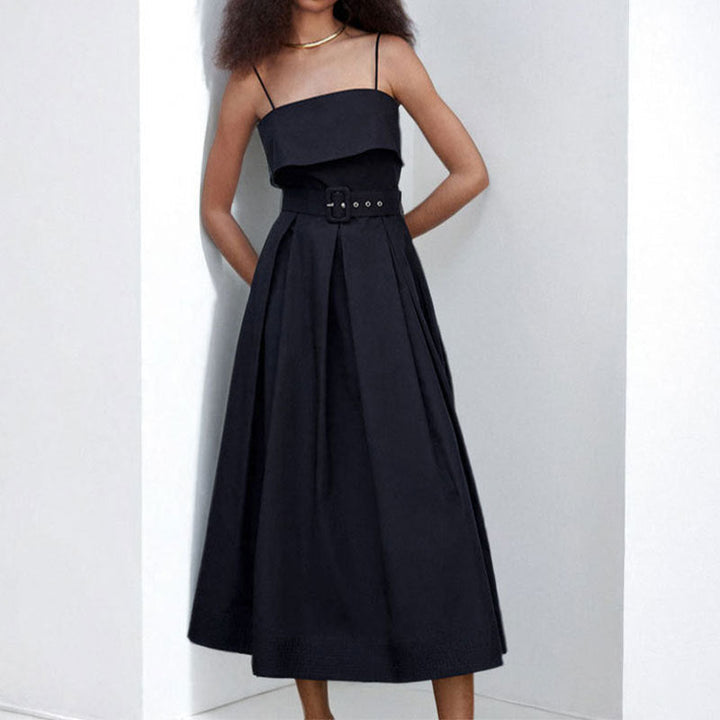 Damen Maxikleid mit schulterfreiem Design und elegantem Bindegürtel W&W Mode