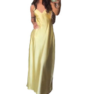 Damen Elegantes Maxikleid aus seidig glänzendem Material WW
