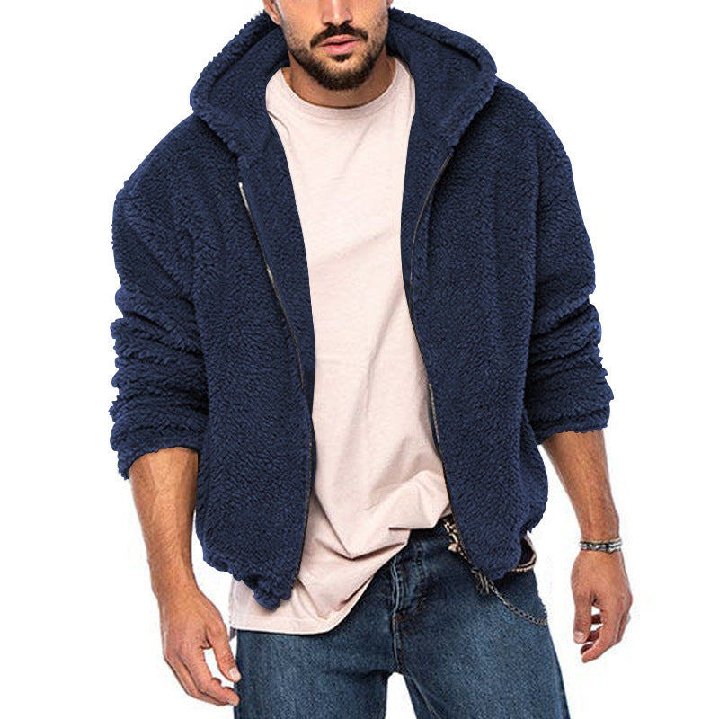 Herren Teddy-Fleece-Jacke mit Kapuze WW
