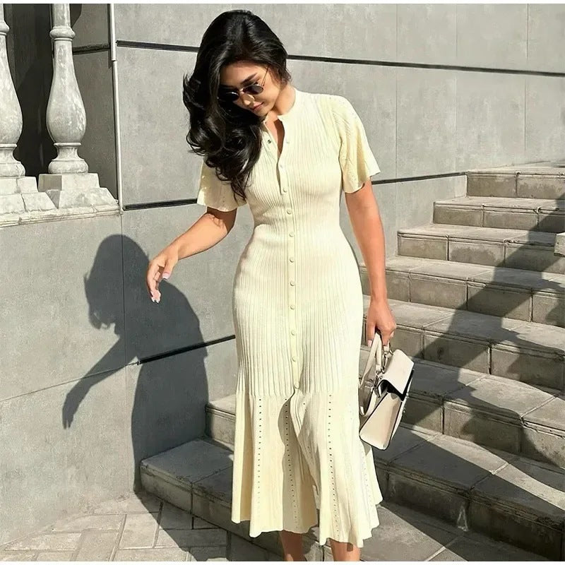 Damen Strickkleid mit lässigen Puffärmeln W&W
