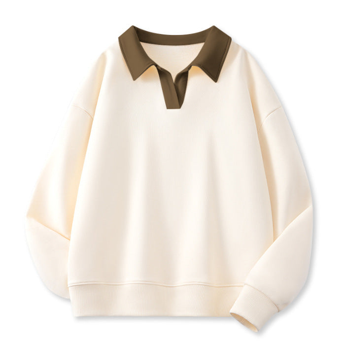 Damen Stilvolles V-Ausschnitt Fleece Pullover Sweatshirt WW