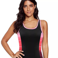 Damen Sportlicher Badeanzug mit figurformendem Schnitt und kontrastierenden Seiteneinsätzen WW