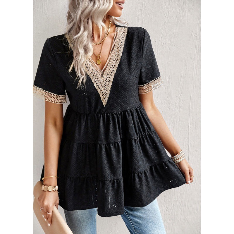Damen Peplum Top mit Ösen-Details WW