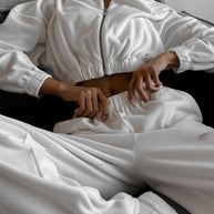 Damen sportlicher Fleece-Overall mit hohem Kragen und elastischem Bund WW