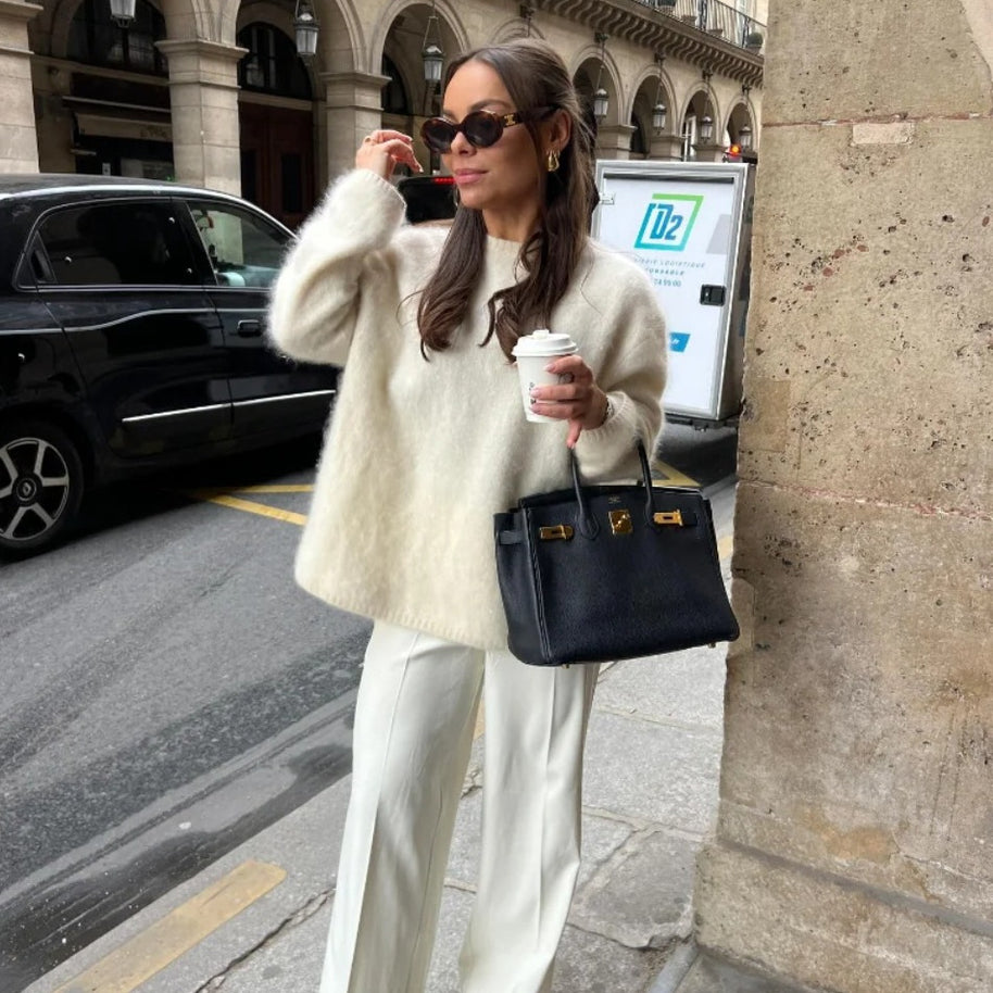 Damen lässiger, oversized Pullover aus weichem Strick W&W