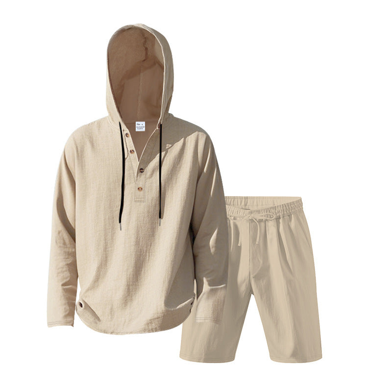 Herren Lässiges Hoodie-Set mit praktischen Knöpfen und elastischem Bund WW