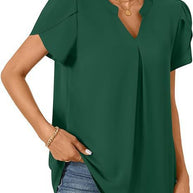 Damen Bluse mit eleganter V-Ausschnitt-Detail und leichten Puffärmeln WW