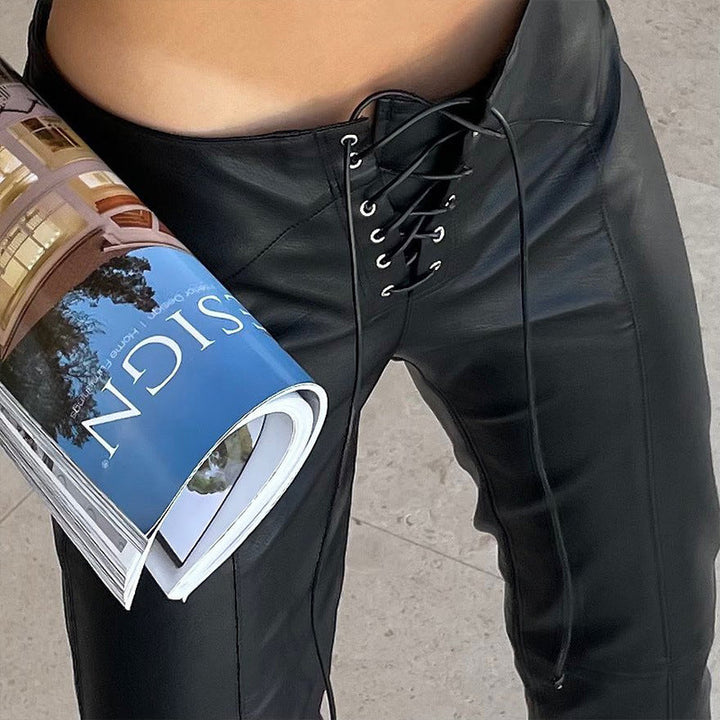 Damen-Lederhose mit Schnürverschluss