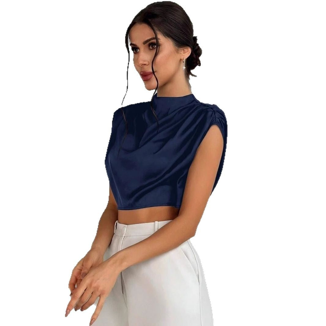 WW | Satin Faux Seide Kurzhemd Top