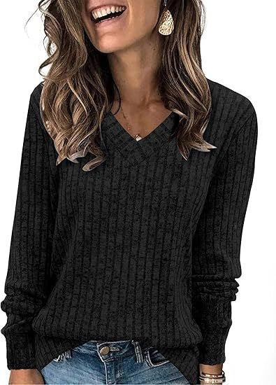 Damen Strickpullover mit V-Ausschnitt und strukturiertem Rippendesign WW