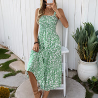 Damen Boho Maxikleid mit verstellbaren Trägern und floralem Design WW