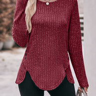 WW Rundsaum geknöpft gebürstetes Oberteil