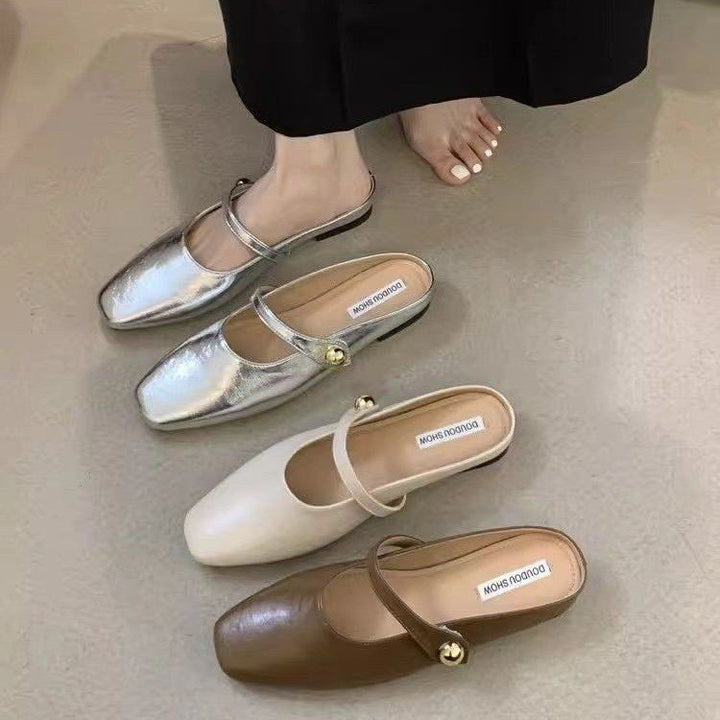 Damen Stilvolle Ballerinas mit glänzendem Obermaterial und eleganter Schnalle W&W Mode