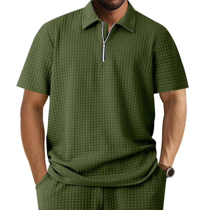 Herren Polo-Shirt mit innovativem Strukturdesign und halbem Reißverschluss WW