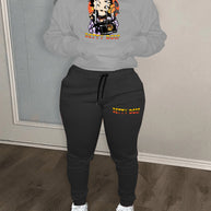 Damen Sportliches Hoodie- und Jogginghose-Set mit einzigartigem Grafikdesign WW