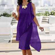 Damen asymmetrisches Chiffonkleid mit raffiniertem Rüschendetail WW