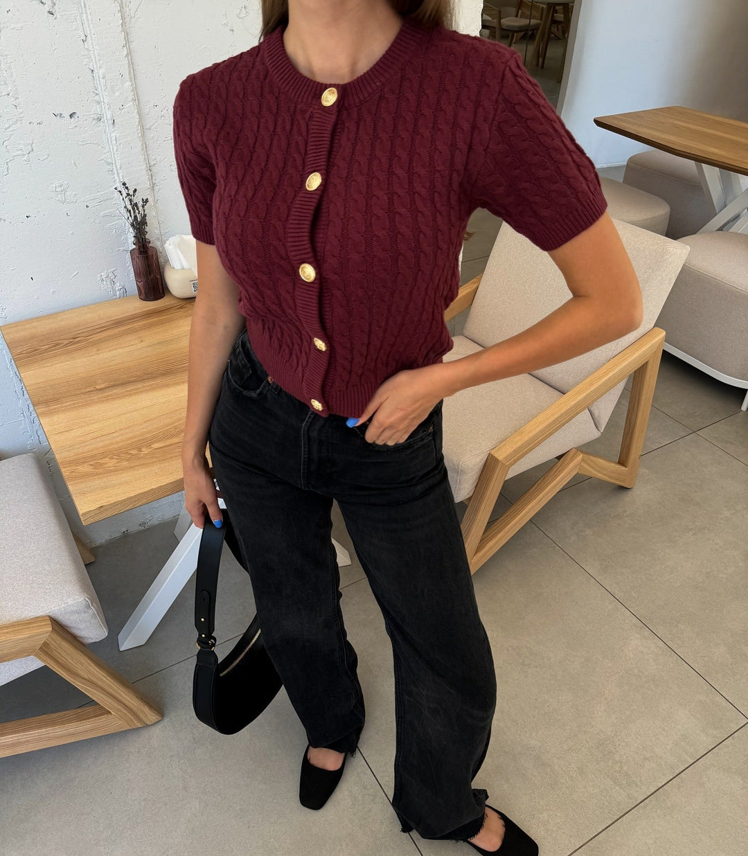 Elegante Kurzarm-Strickjacke für Damen