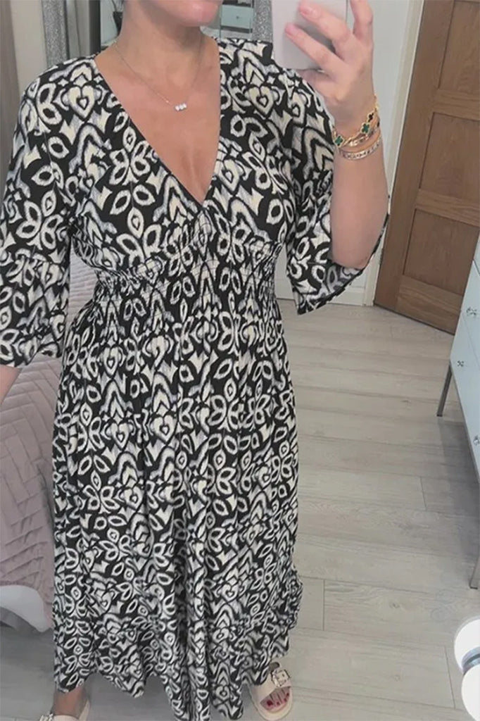 Damen Sommerliches Maxikleid mit V- Ausschnitt und luftigen Ärmeln WW