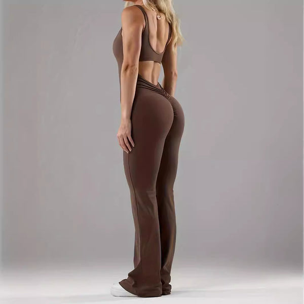 Damen bodenlanger Jumpsuit mit trägerloser und figurbetonender Passform WW