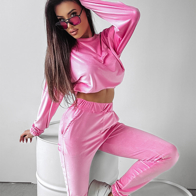 Damen sportliches Cropped 'Lounge-Set' mit elastischem Bund und praktischen Taschen WW