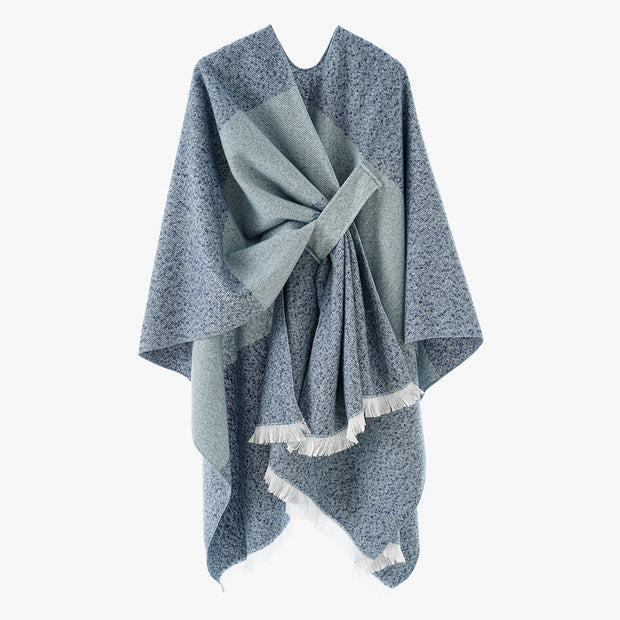 Damen Luxuriöser Oversize Poncho aus hochwertigem Mischgewebe WW