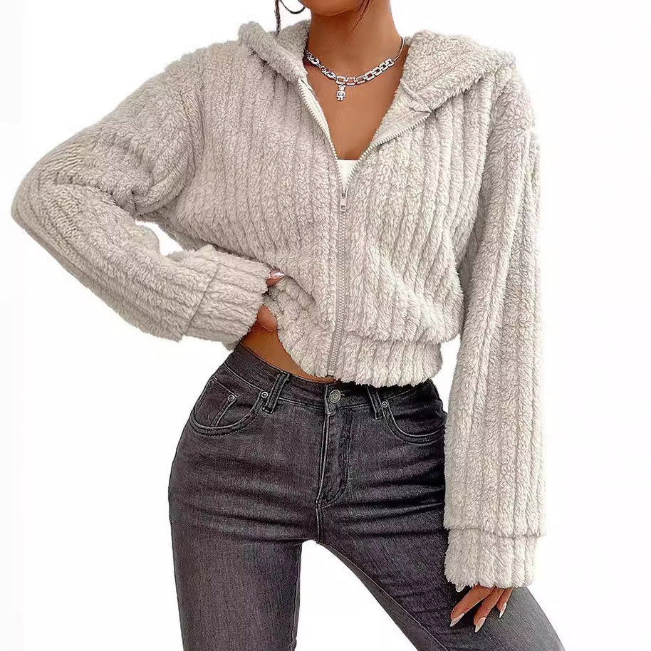 Damen Rotationsjacke aus kuscheligen Fleece mit Hohem Kragen WW