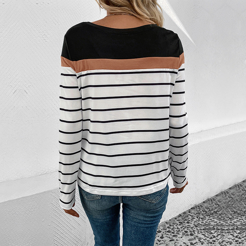 Damen Langarmshirt mit modischem Streifenmuster und elastischen Bündchen W&W Mode