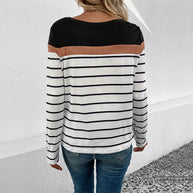 Damen Langarmshirt mit modischem Streifenmuster und elastischen Bündchen WW