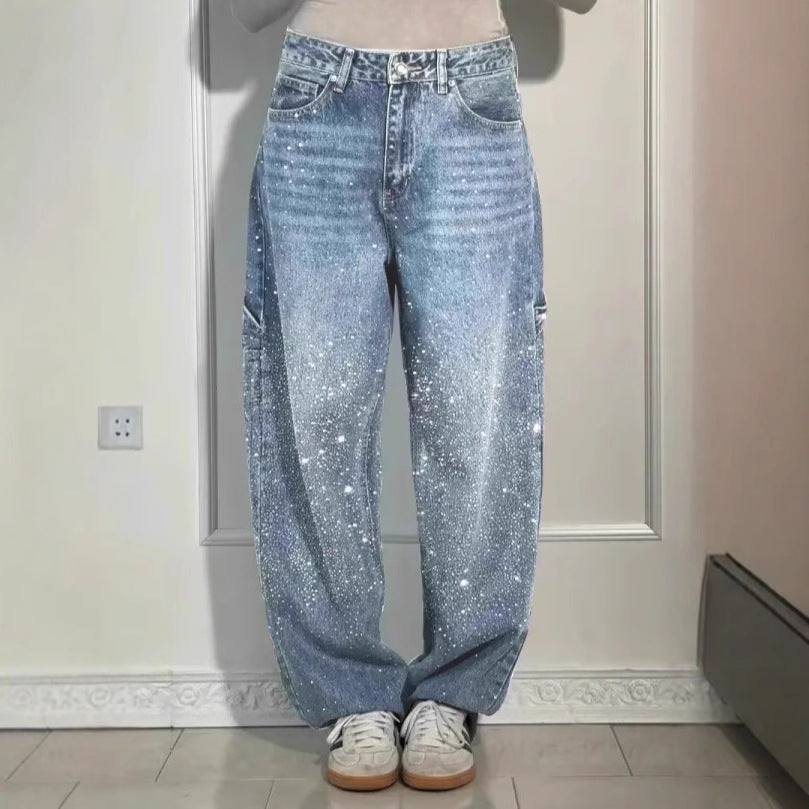 Femme Designer High-Waist-Jeans mit himmlischen Verzierungen WW