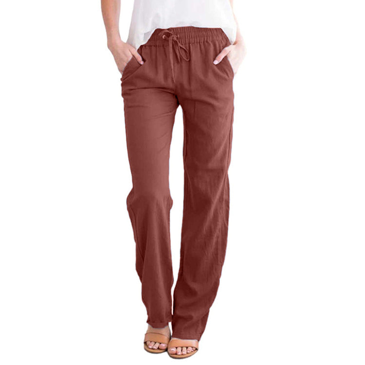 Damen bequeme Sommerhose mit elastischem Bund und praktischen Seitentaschen WW