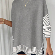Damen Strickpullover mit modernem Streifenmuster und oversized Schnitt WW