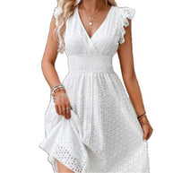 Damen A-Linien Kleid mit Spitzenmuster WW
