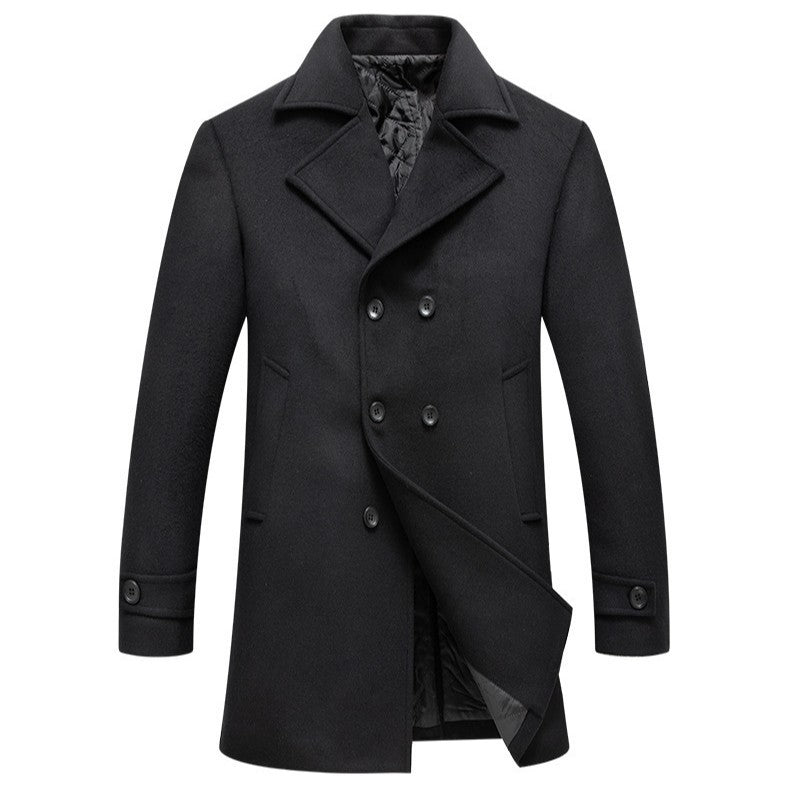 Herren eleganter Doppelreiher-Mantel mit schmalem Schnitt und gefüttertem Innenfutter WW