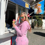 Damen Sportlicher Fleece-Loungewear-Anzug mit Kapuze WW