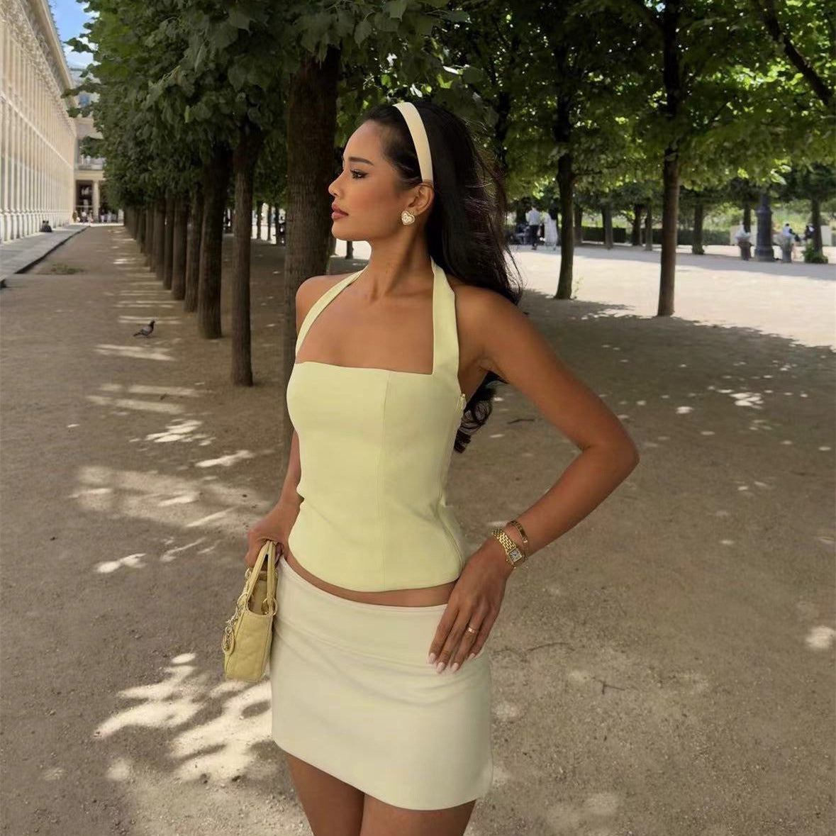 Damen Stilvolles Neckholder-Top mit figurbetontem Schnitt und elegantem Design WW