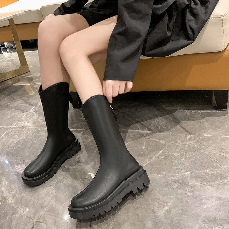 Damen Gummi-Stiefel mit rutschfester Sohle und hohem Schaft W&W Mode
