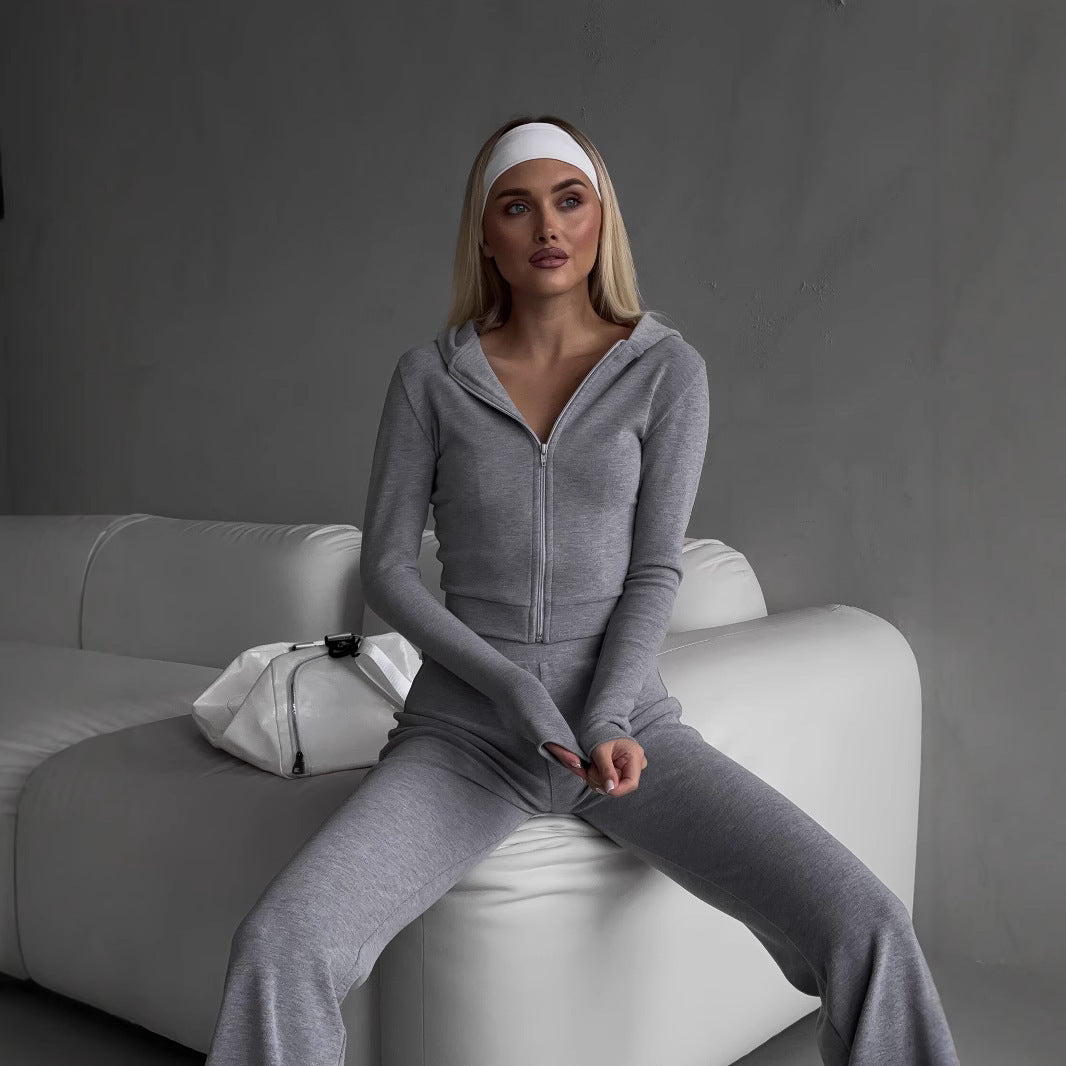 Damen Sportlicher Loungewear-Anzug mit hohem Kragen WW