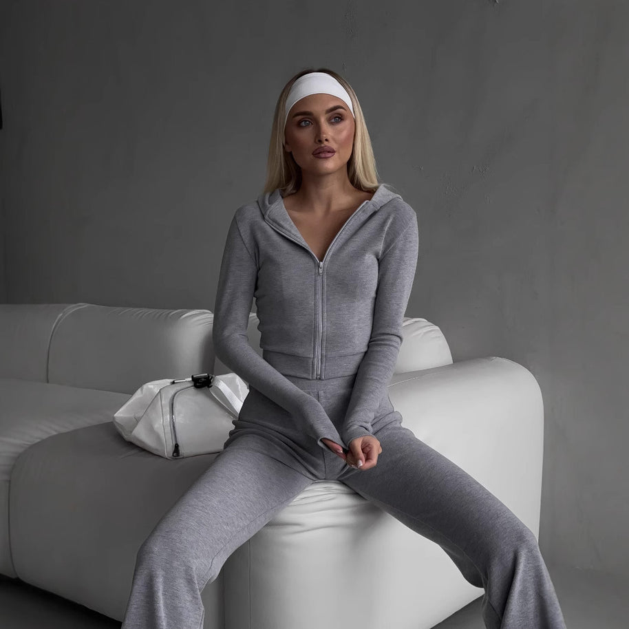 Damen Sportlicher Loungewear-Anzug mit hohem Kragen WW