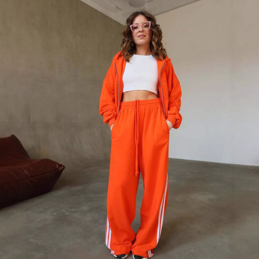 Damen Sportliches Loungewear-Set mit cropped Jacke und bequemen Jogginghosen WW