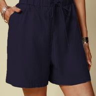 Damen lockere Shorts mit elastischem Bund und praktischen Seitentaschen WW