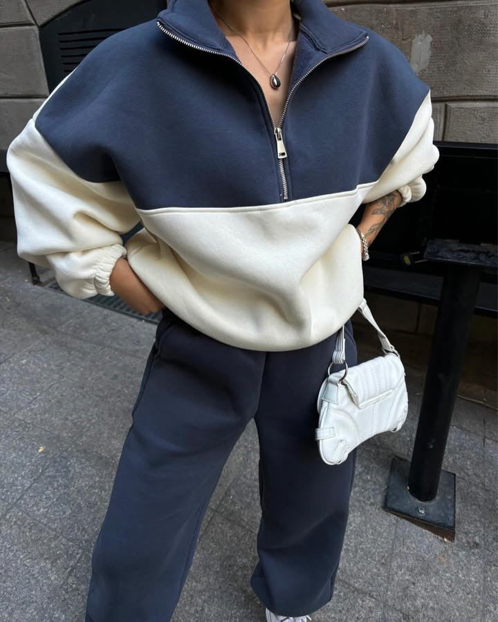 Damen Relaxed-Fit Sweatshirt und komfortable Sporthose Set WW