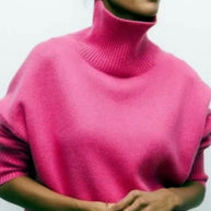 Damen Modischer Rollkragenpullover aus weichem Material WW