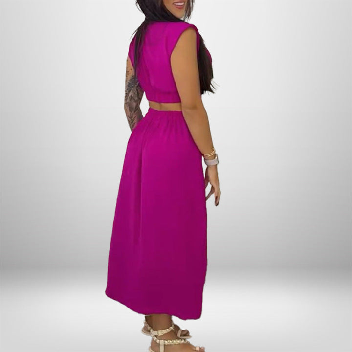 Damen Hemdblusenkleid mit Cut-Outs und hohem Schlitz W&W Mode