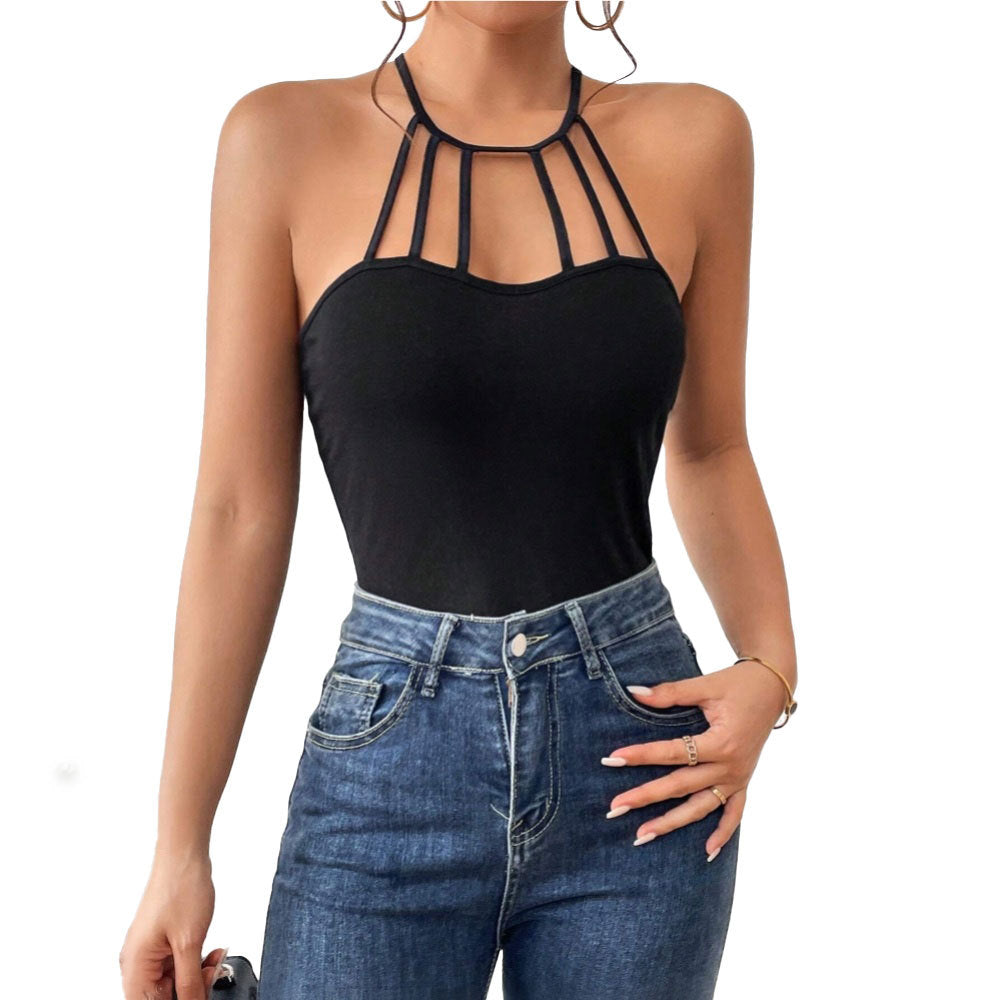 Damen Body mit elegantem Cut-Out-Design und modischen Trägerschlaufen W&W Mode