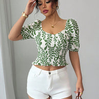 Damen Sommerbluse mit voluminösen Ärmeln und floralem Muster WW
