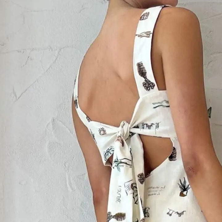 Damen Maxikleid mit kreativem Print und praktischen Taschen W&W Mode