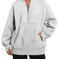 Damen Sportlicher Hoodie mit hohem Kragen und Reißverschluss WW