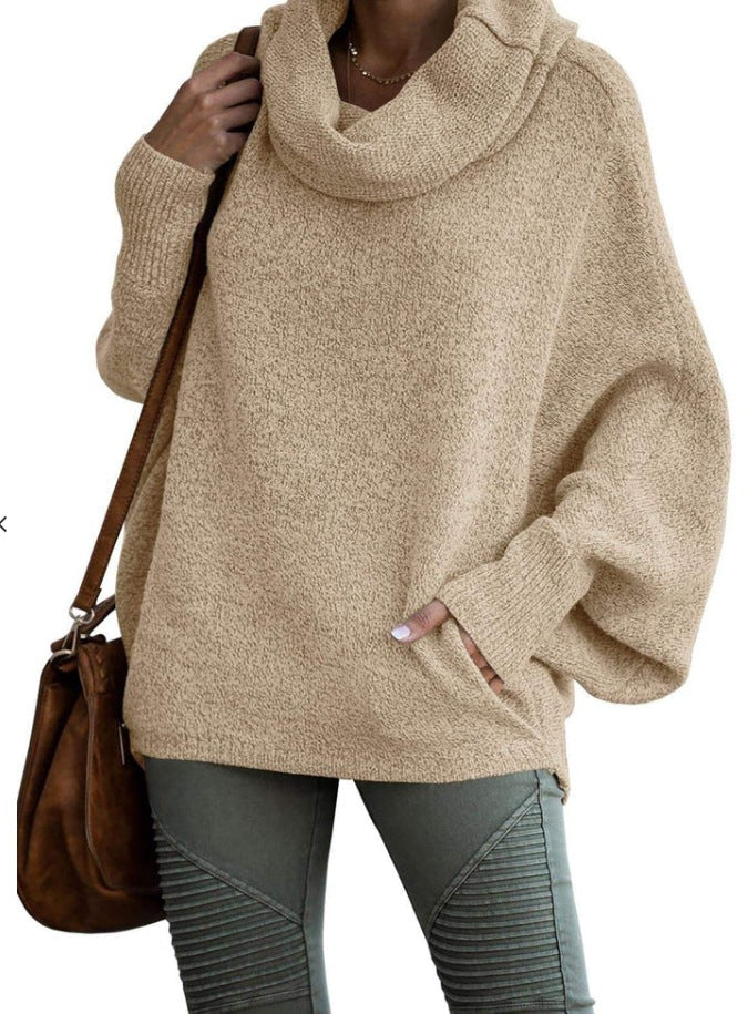 W&W Mode Unifarbene Laterne lockerer langärmeliger Pullover Sweatshirt