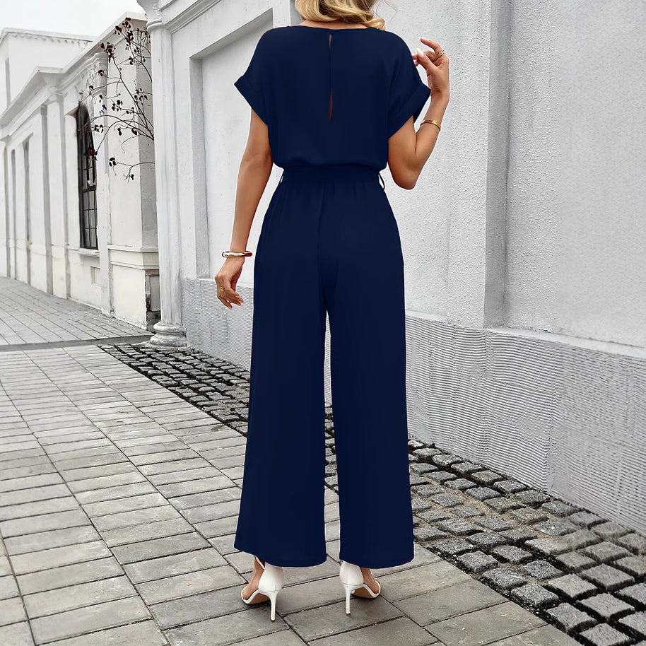 Damen Jumpsuit mit weitem Bein und Taillengürtel WW