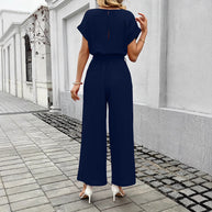 Damen Jumpsuit mit weitem Bein und Taillengürtel WW